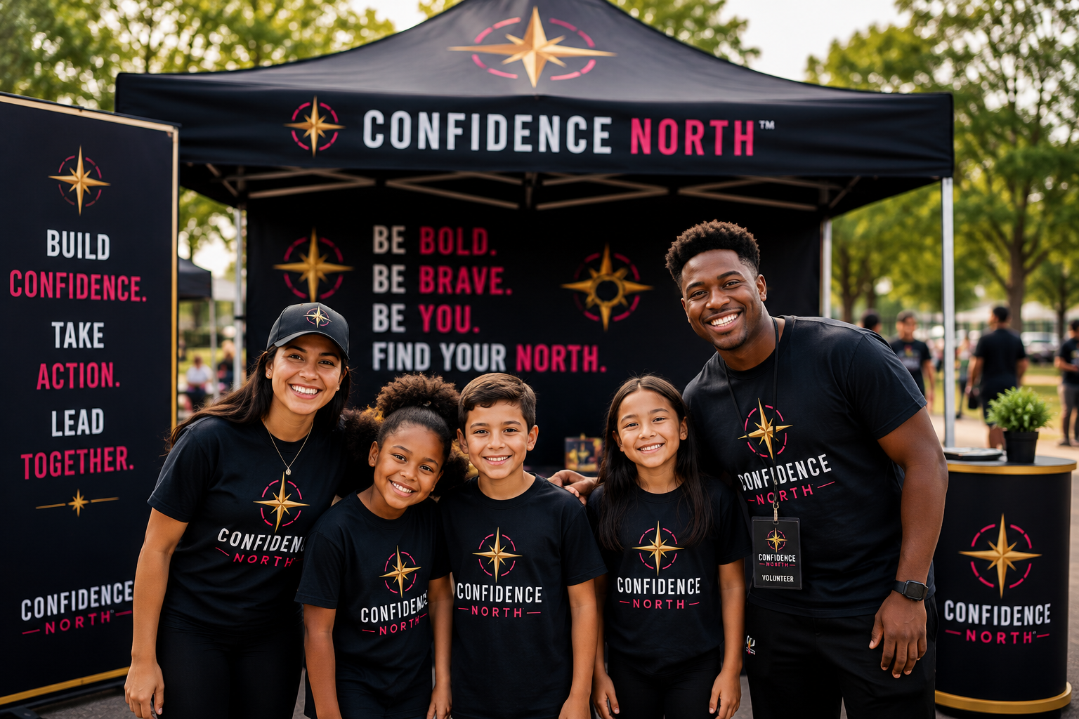 Family at activation booth